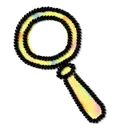 Illustration of a magnifying glass with a black handle and glowing yellow circular rim on a dark background.