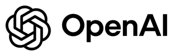 OpenAI logo text in black with a stylized geometric icon.