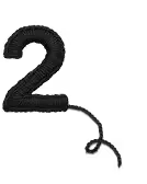 Black number 2 balloon with a string tied at the bottom.